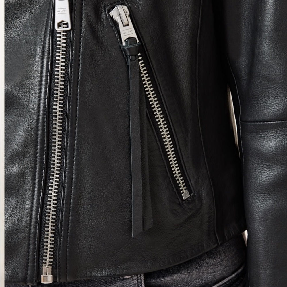 Women's Black Leather Jacket - Picture 2 of 11